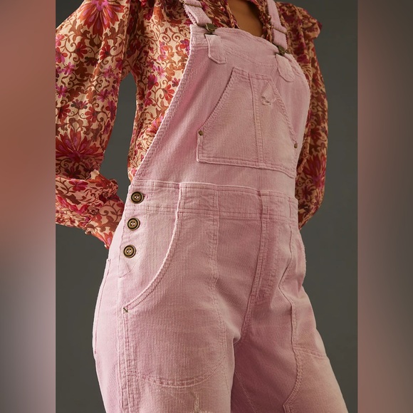 NWOT Women’s Anthropologie Pilcro Blush Pink Corduroy Overalls, Size 31 - Picture 6 of 9